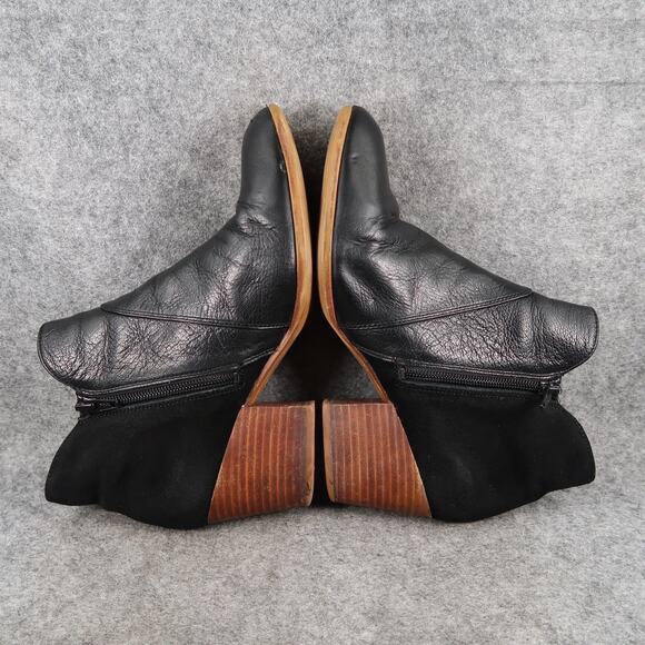 Aldo Shoes Womens 9 Ankle Boots Black Leather Bootis Block Heel Zip Almond Toe - Picture 9 of 12